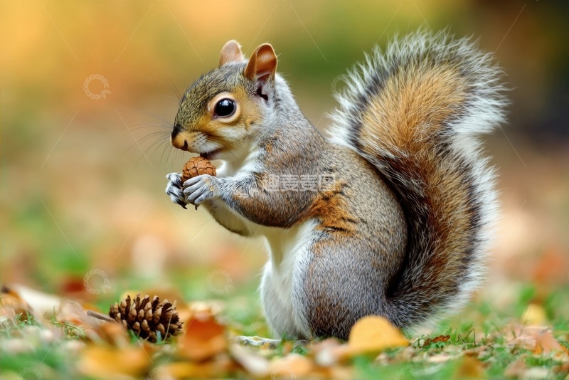 高清大图下载【趣麦麦图】草地上的一只小松鼠