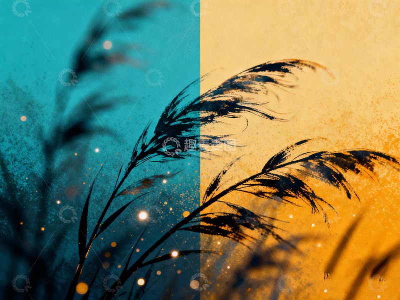 高清大图下载【趣麦麦图】微风轻拂的枝叶轮廓插画