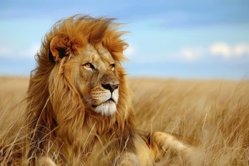 一头长毛狮子摄影