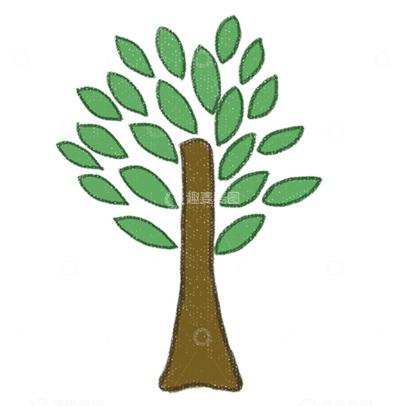 高清大图下载【趣麦麦图】-简约卡通树木图案插画