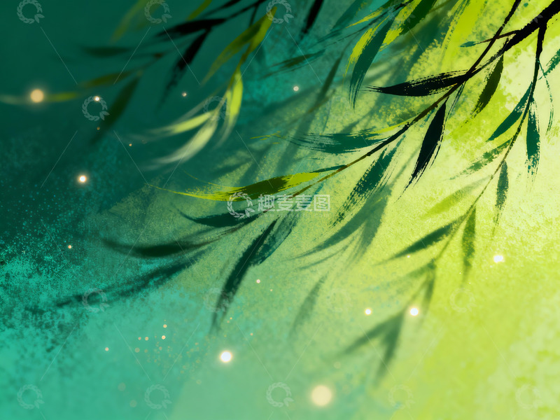 高清大图下载【趣麦麦图】微风轻拂的枝叶轮廓插画1