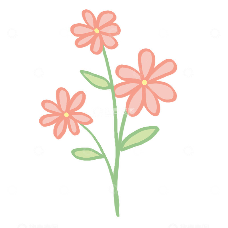 高清大图下载【趣麦麦图】-卡通花朵装饰插画
