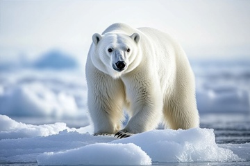雪地上的一只北极熊