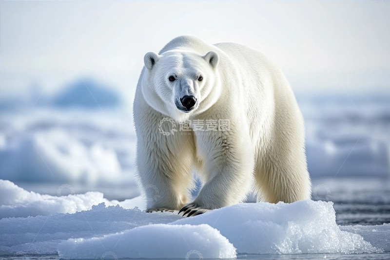 高清大图下载【趣麦麦图】-雪地上的一只北极熊