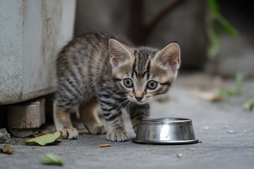 户外的一只小狸花猫