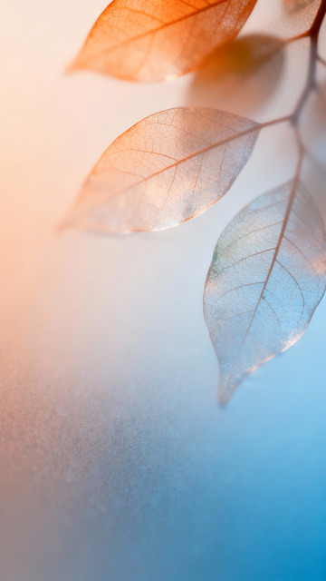 橘色和蓝色渐变的树叶纹理3