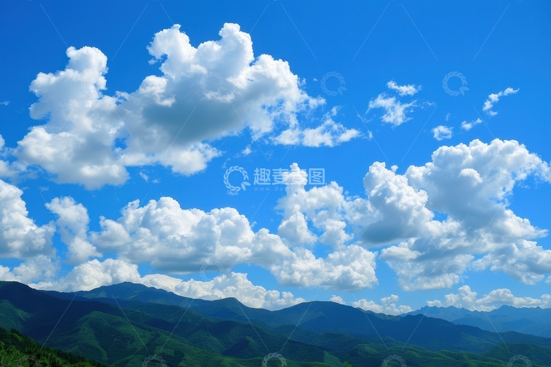 高清大图下载【趣麦麦图】白云蓝天远山风景