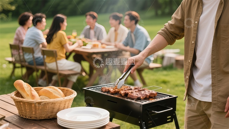 高清大图下载【趣麦麦图】户外烧烤聚会场景摄影