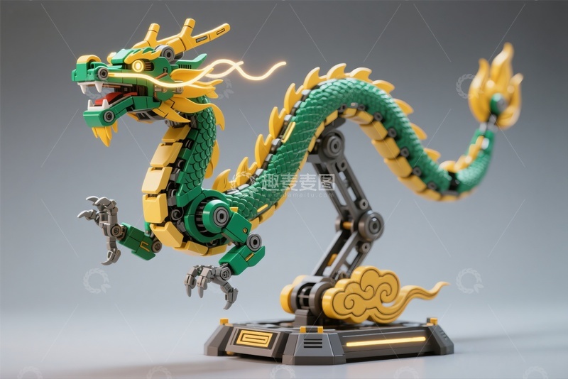 高清大图下载【趣麦麦图】乐高积木中国龙拼装模型
