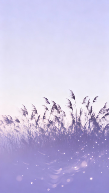 紫色渐变背景朦胧茅草剪影5