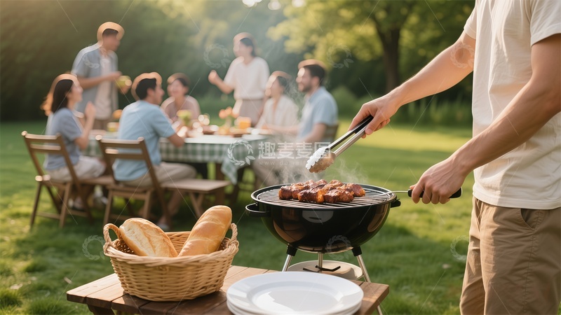 高清大图下载【趣麦麦图】户外烧烤聚会场景元素