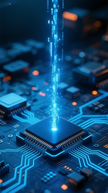 科技芯片电路光效渲染图