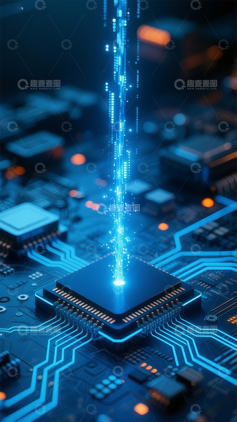 高清大图下载【趣麦麦图】-科技芯片电路光效渲染图