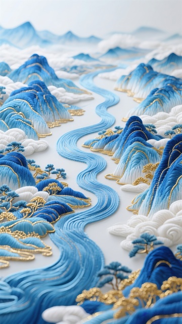 刺绣山水画艺术装饰品