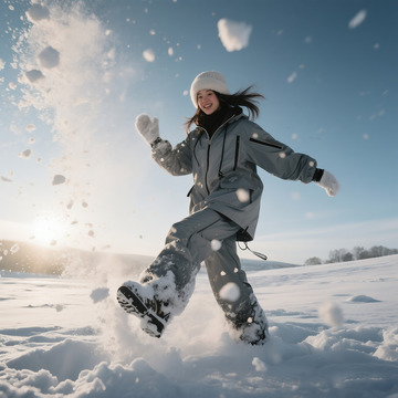 雪地夜景抓拍潮酷女生4