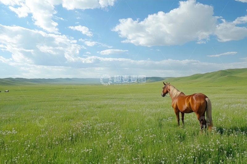高清大图下载【趣麦麦图】草原上的一匹骏马