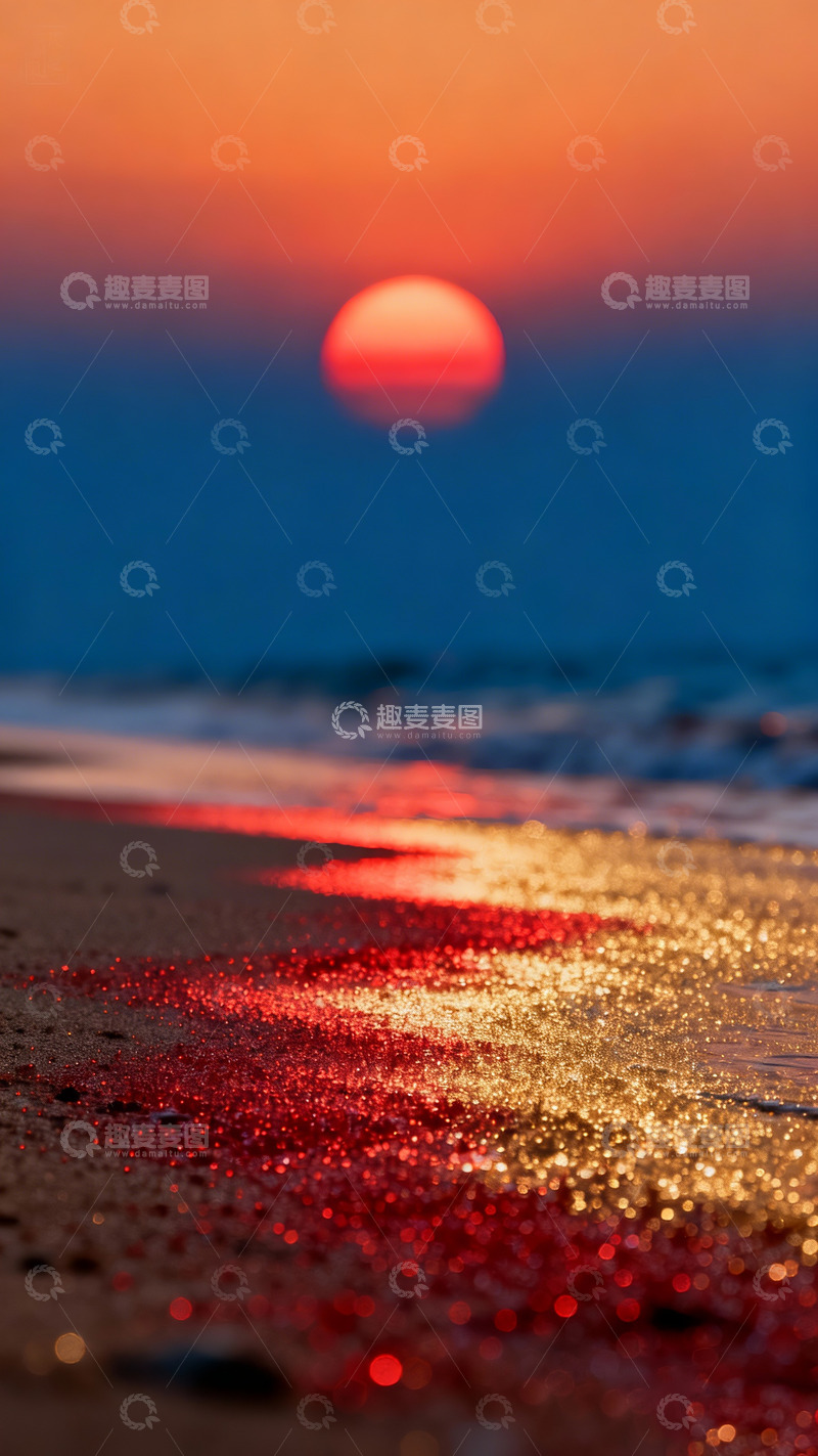 高清大图下载【趣麦麦图】粒子弥散组成的清晨的海滩