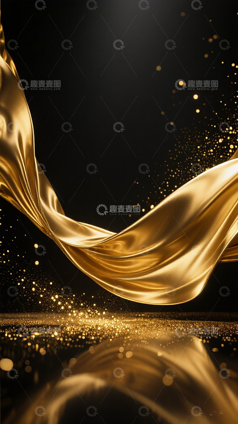 高清大图下载【趣麦麦图】-金色丝绸光影艺术