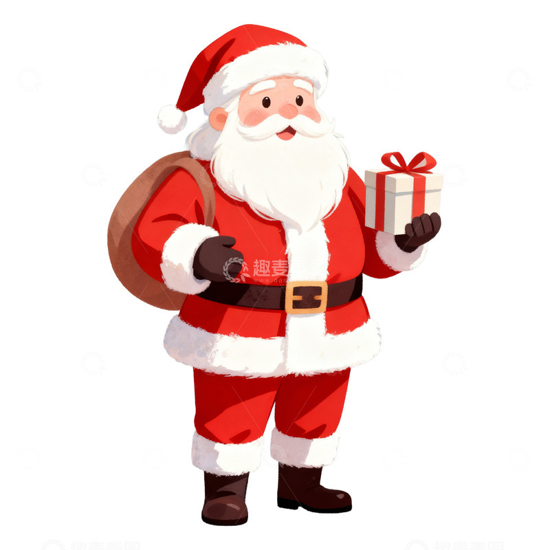 高清大图下载【趣麦麦图】卡通手绘圣诞节可爱圣诞老人免抠元素