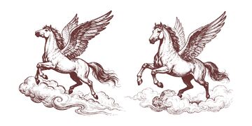 古典风格飞马图案插画素材