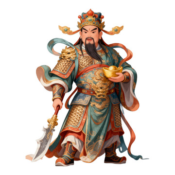 手绘国风武财神免抠元素