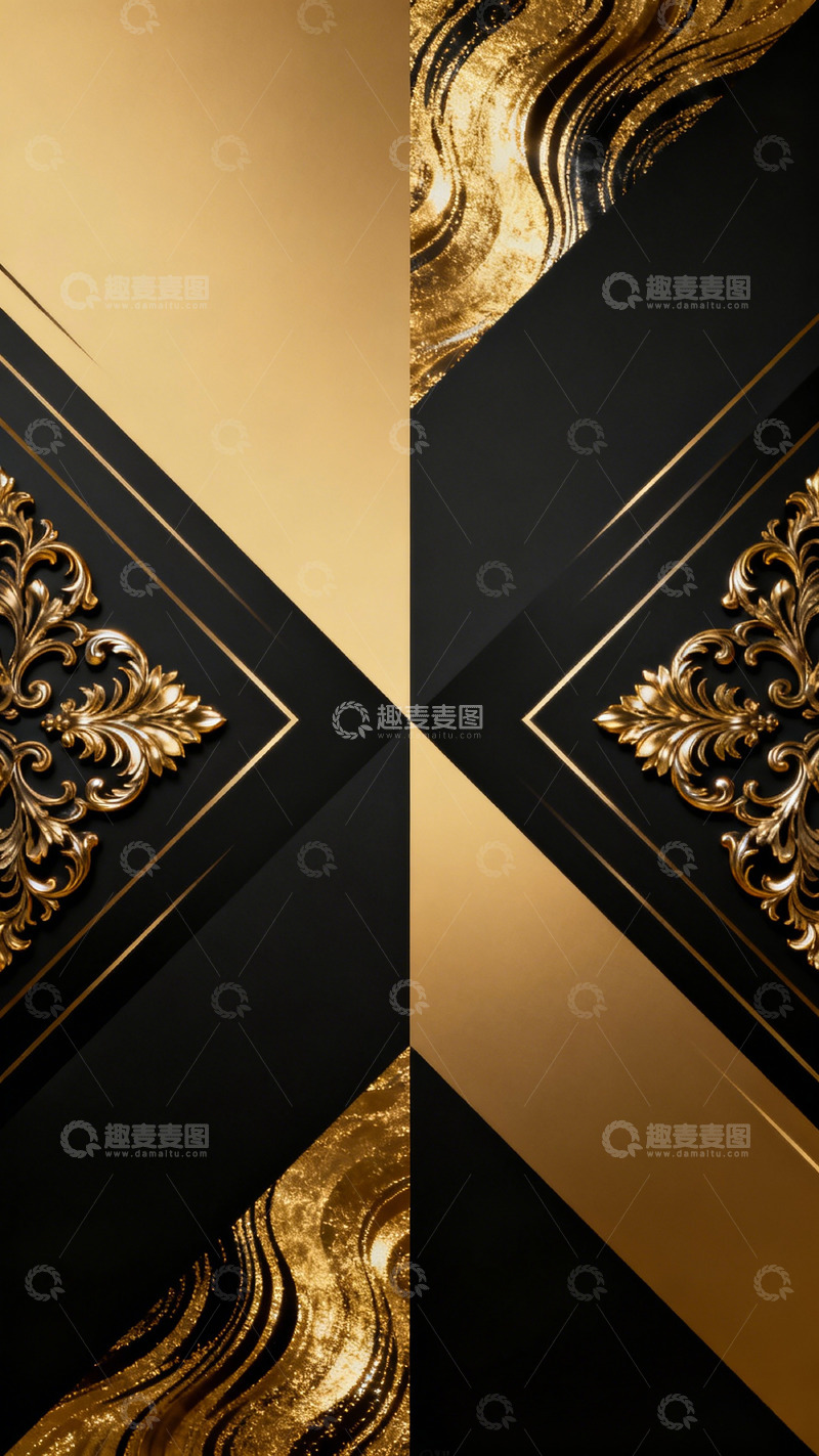 高清大图下载【趣麦麦图】黑金奢华装饰图案设计
