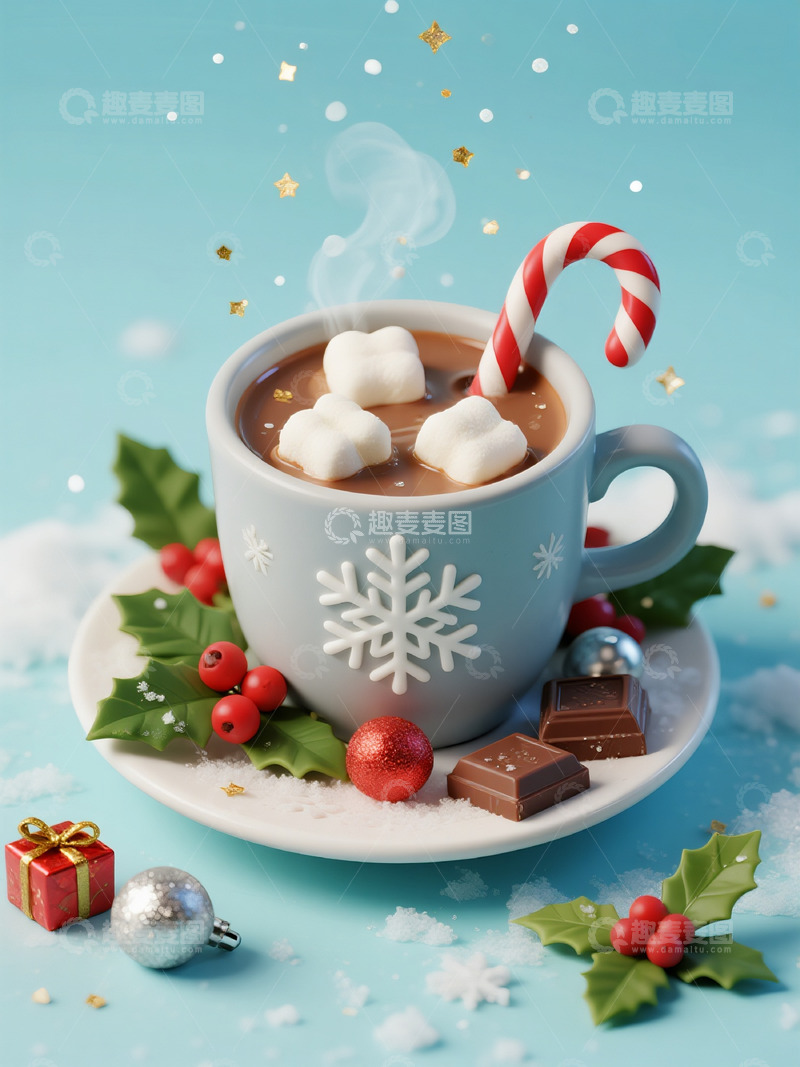 高清大图下载【趣麦麦图】冬日热饮节日氛围插画