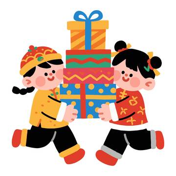 卡通儿童节日礼物插画
