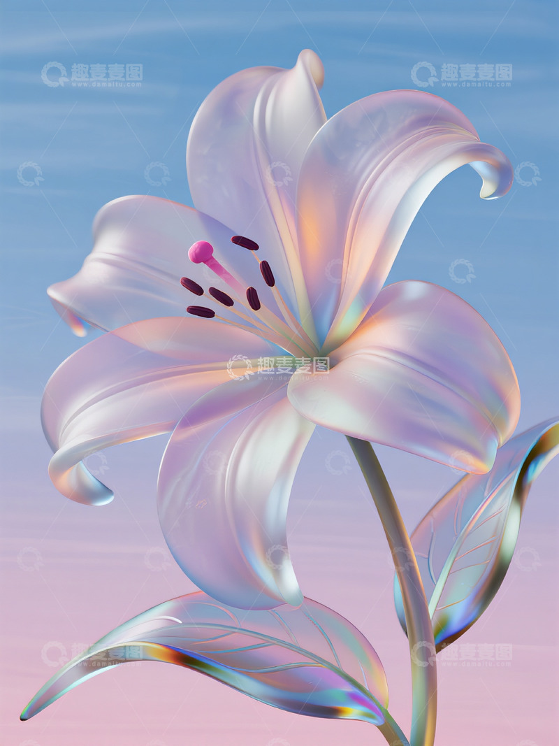 高清大图下载【趣麦麦图】梦幻百合花艺术插画