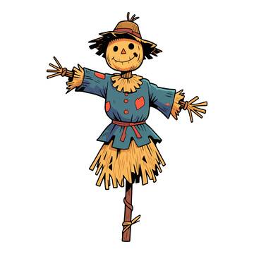 卡通稻草人插画素材