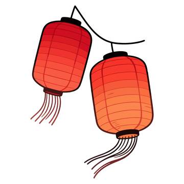 红色灯笼卡通图案