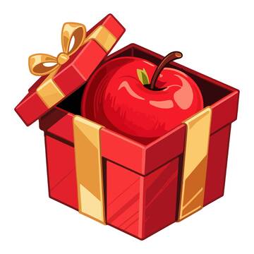 卡通红苹果礼盒插画