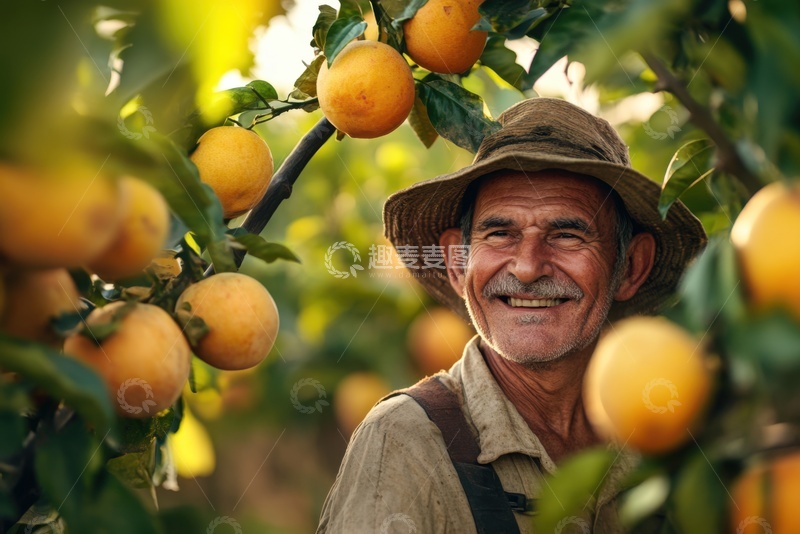 高清大图下载【趣麦麦图】果园里的果农摄影