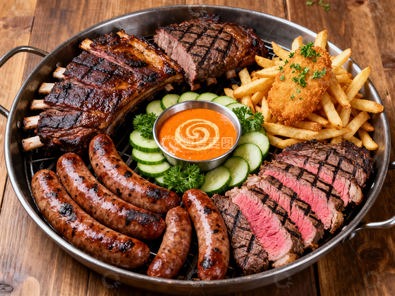 源文件下载【趣麦麦图】美式烤肉拼盘