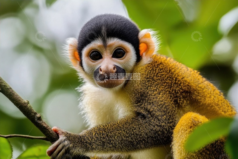 高清大图下载【趣麦麦图】树枝上趴着的一只猴子