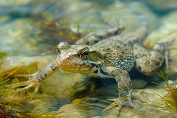 湖水里的一只癞蛤蟆
