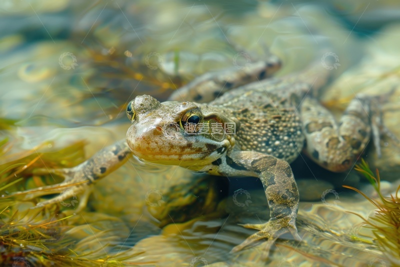 高清大图下载【趣麦麦图】湖水里的一只癞蛤蟆