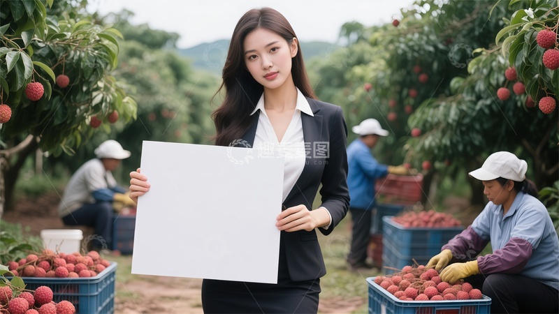 高清大图下载【趣麦麦图】农业果园宣传照职业女性白板
