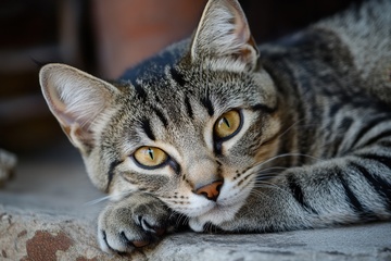 一只趴着的可爱狸花猫