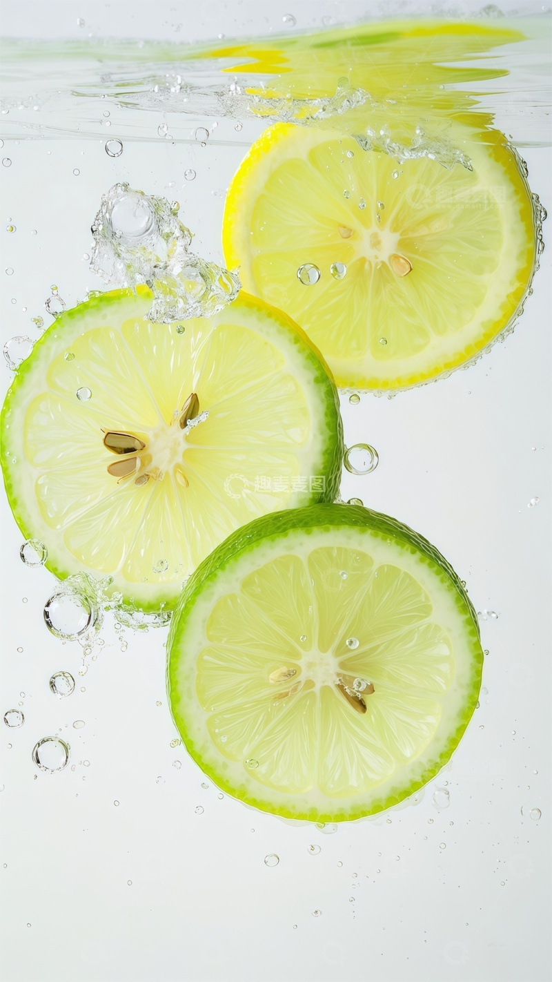 高清大图下载【趣麦麦图】清新柠檬水溅泡摄影