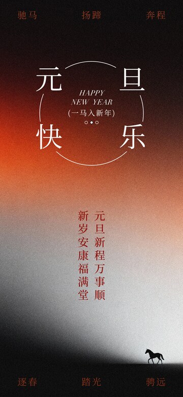 暖色调新年祝福海报设计素材