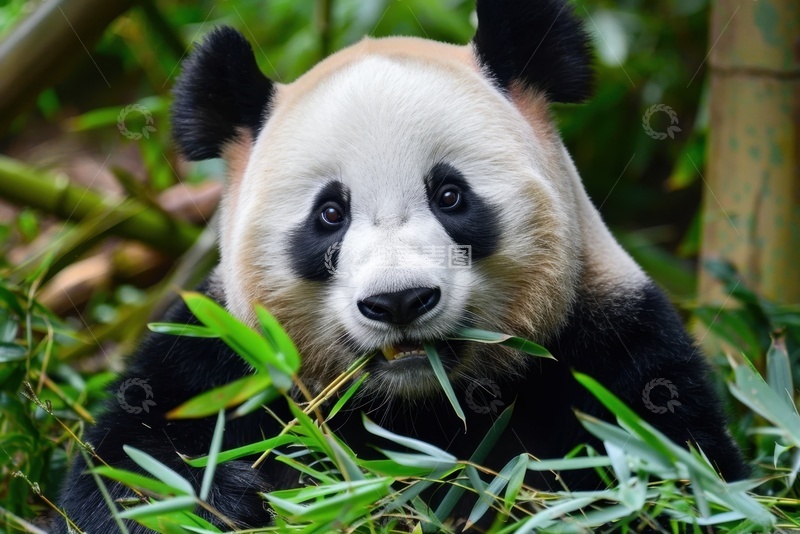 高清大图下载【趣麦麦图】吃竹叶的大熊猫