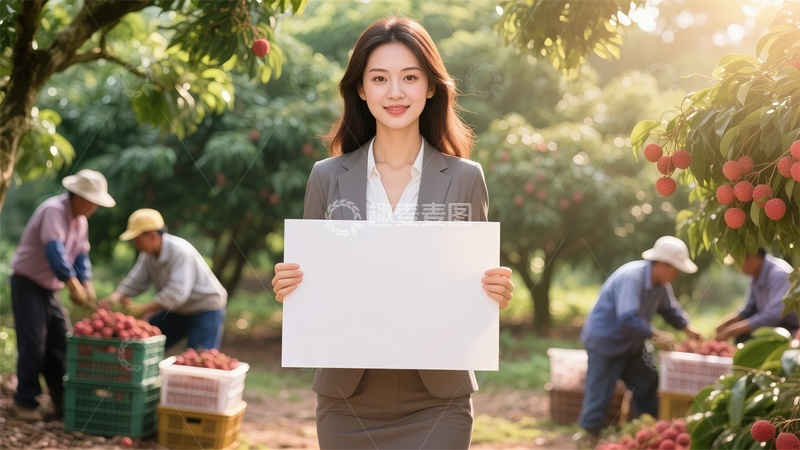 高清大图下载【趣麦麦图】农业丰收宣传商务女性水果采摘