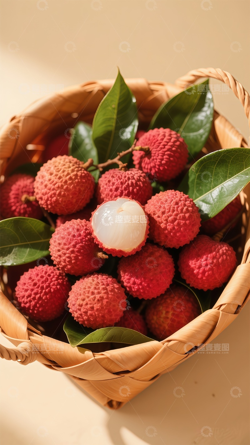 高清大图下载【趣麦麦图】-篮子盛满荔枝