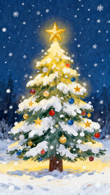 手绘圣诞树素材