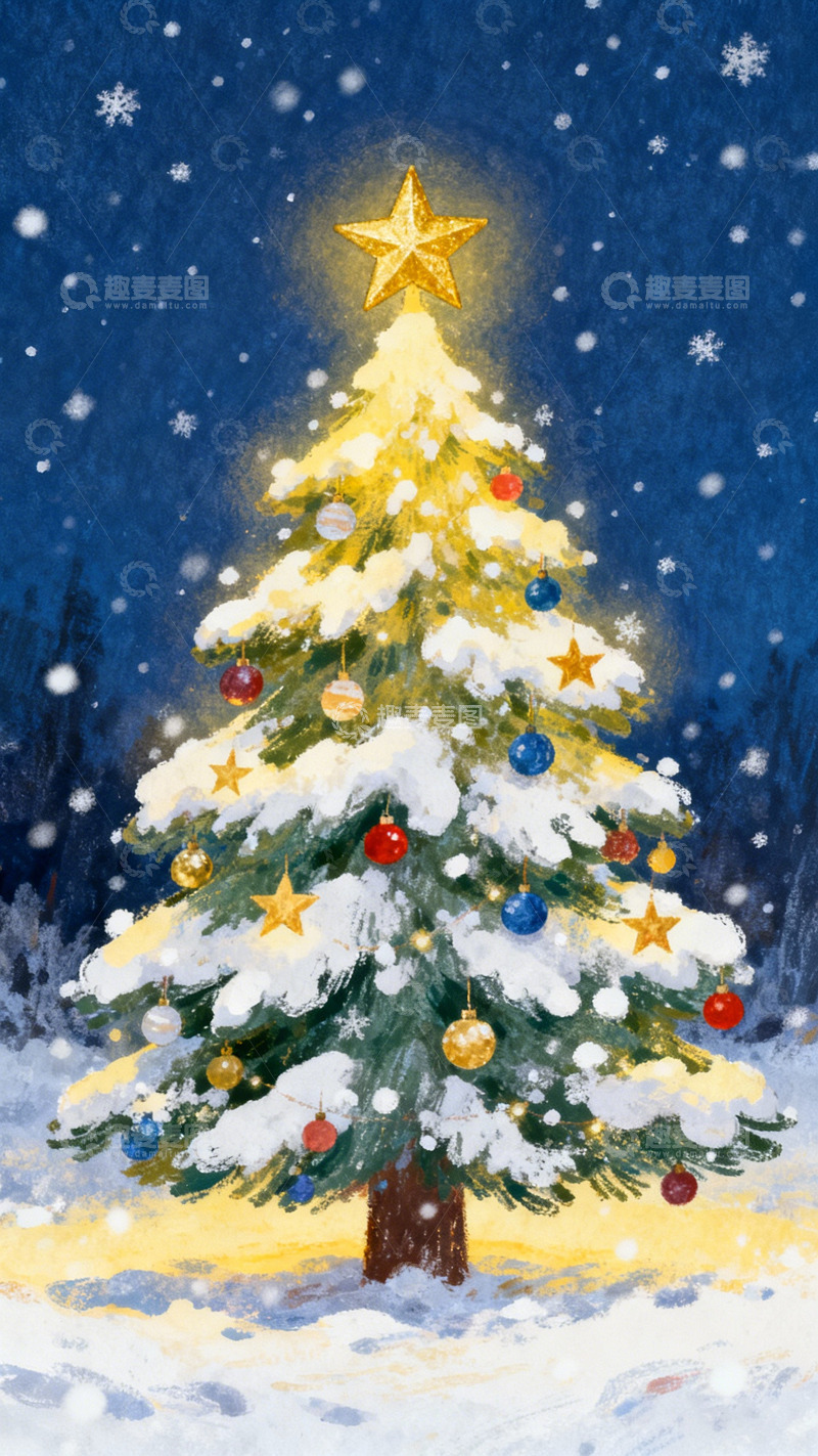 高清大图下载【趣麦麦图】手绘圣诞树素材