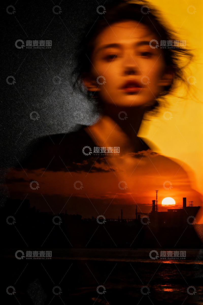 高清大图下载【趣麦麦图】近景人像与远处场景重叠3