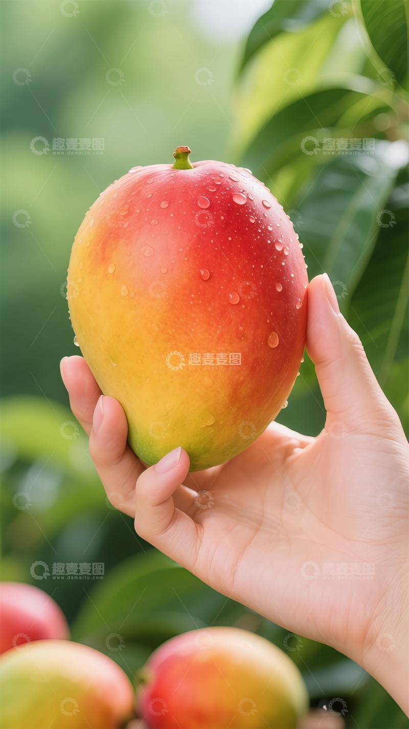高清大图下载【趣麦麦图】新鲜芒果采摘特写摄影