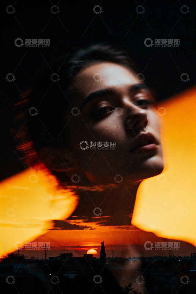 高清大图下载【趣麦麦图】近景人像与远处场景重叠6