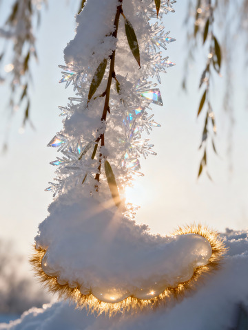 积雪完全包裹的垂柳枝5